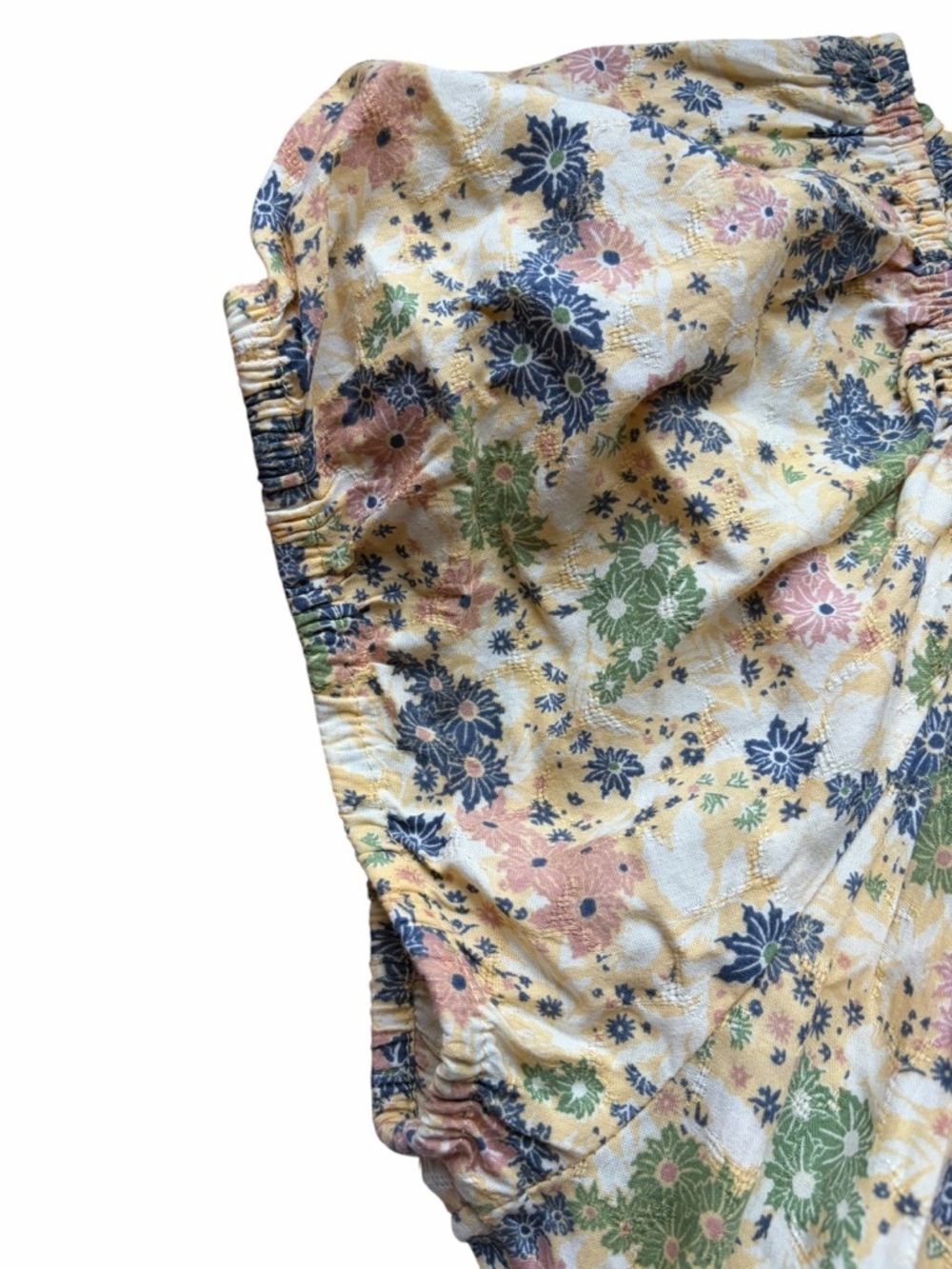 Floral Puff-Sleeve Midi Dress in Cream and Blue - Picture 3 of 4